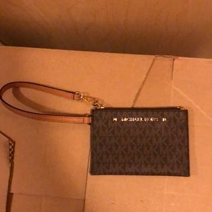 Michael Kors Grey and Brown Wristlet NWOT